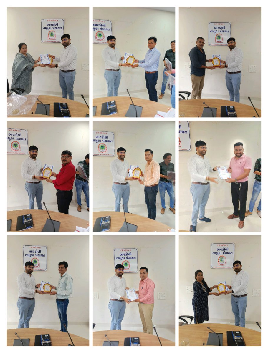 વર્ષ 2022 23 ના મહેસુલી વર્ષ માટે 100 ટકા વસુલાત સાથે સુરત જિલ્લા માં બારડોલી તાલુકાને પ્રથમ સ્થાન આવવા તમામ તલાટી ઓનો શિલ્ડ અને પ્રશસ્તિપત્ર વડે સન્માનિત કરવામાં આવ્યા <a href="/CMOGuj/">CMO Gujarat</a> <a href="/SURAT_DDO1/">DDO SURAT</a> <a href="/InfoGujarat/">Gujarat Information</a>