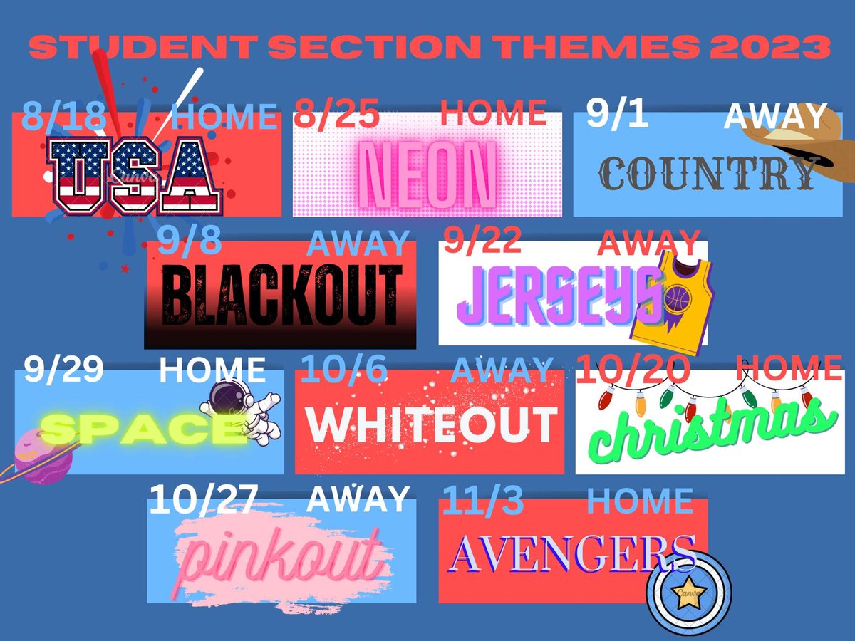 2023 Student Section Themes!!!!