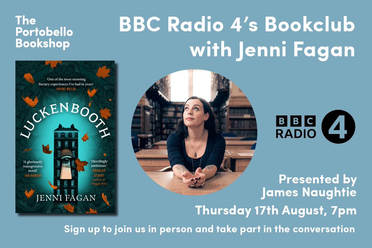 Two weeks today!🎉 We can’t wait to hear @Jenni_Fagan discussing her fantastic novel, Luckenbooth.

You can sign up for a free ticket here: theportobellobookshop.com/events/bbc-rad…