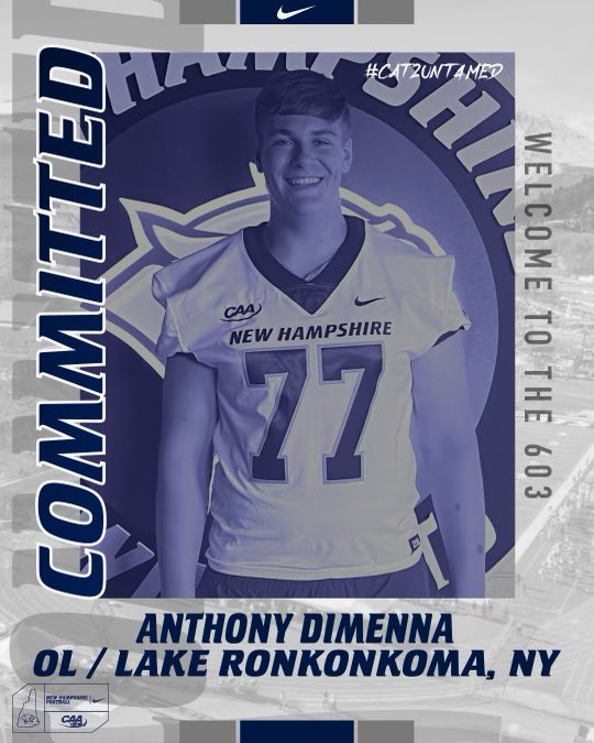 I’m excited to announce that I will be continuing my academic and athletic career at UNH! Thank you to <a href="/UNH_Football/">New Hampshire Football</a> for this opportunity.  Thank you to all of the coaches that recruited me. A big thank you to <a href="/CoachLauri/">Greg Lauri</a> and <a href="/sachemnorthFB/">Sachem North Football</a> for guiding me through this experience.