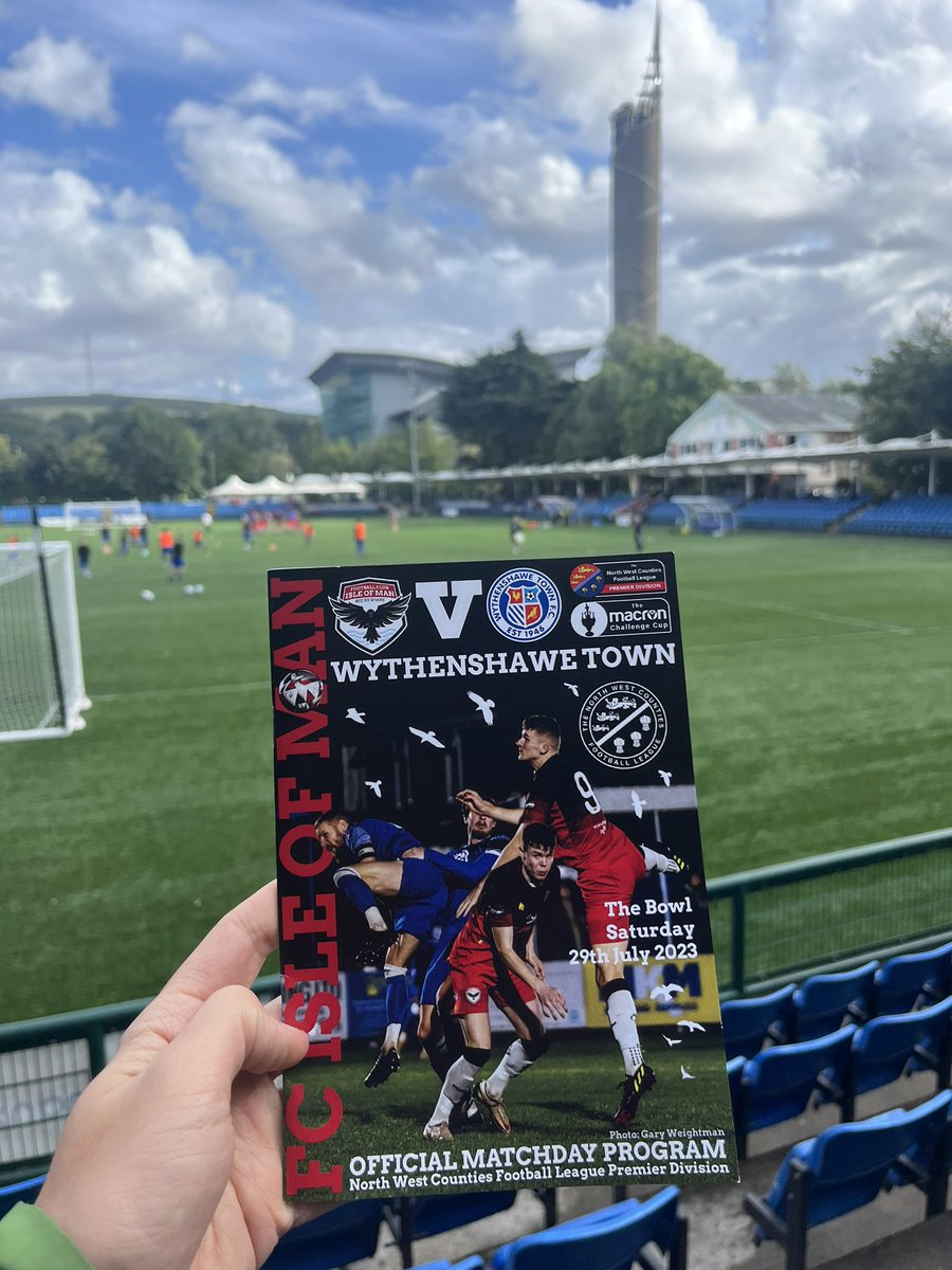 PatrickRenshaw's tweet photo. FC Isle of Man 2-0 Wythenshawe Town
Saturday 29th July 2023
North West Counties Premier Division (season opener)
The Bowl, Douglas, Isle of Man
Attendance - Approx 1,000

An absolute kicking match but highly entertaining. 

#isleofman #douglas #wythenshawe #groundhopping https://t.co/1aeACWHK6L