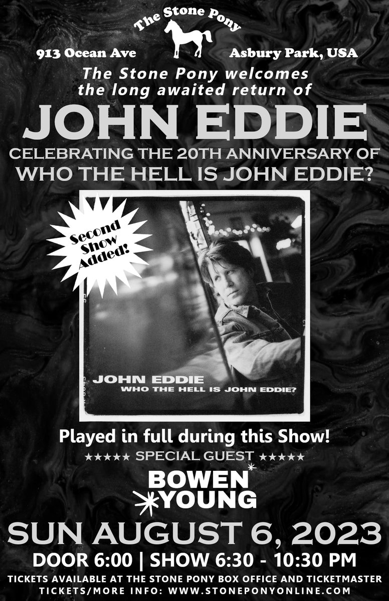 KyleBrendle's tweet photo. Nothing like a John Eddie show at the Stone Pony!
Join us for the return of John Eddie this Sunday Aug 6th
https://t.co/LgHSpAPO9x https://t.co/9lgSDVX4YN