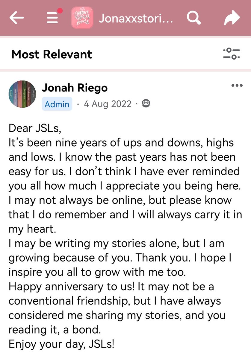 isitzariyah's tweet photo. ate j's previous message for our 9th anniversary and now it's our 10th. i'll patiently wait for her message later.

to highlight, jonaxx may be writing her stories alone, but she's growing because of us. let's keep growing and shining with our fave, JSLs! 

#JSLsUnbeaTENYears https://t.co/hmhKfA19Hx