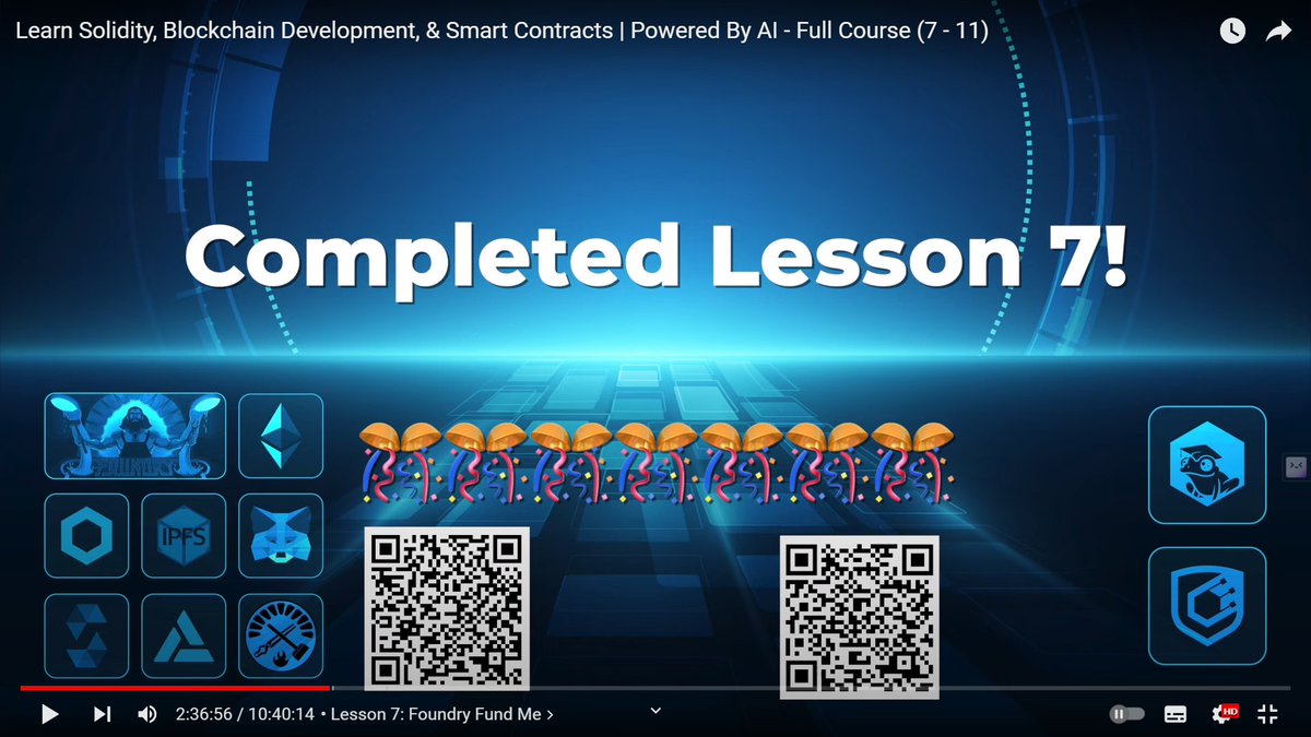 AlphaQ12345's tweet photo. To infinity and beyond! Lesson 7: vanquished. Now off to tackle those smart contracts like a Solidity superhero. Feels like I'm turning code into gold, byte by byte. #SolidityLearning #SmartContractNinja
@PatrickAlphaC https://t.co/lobvJv6TlL