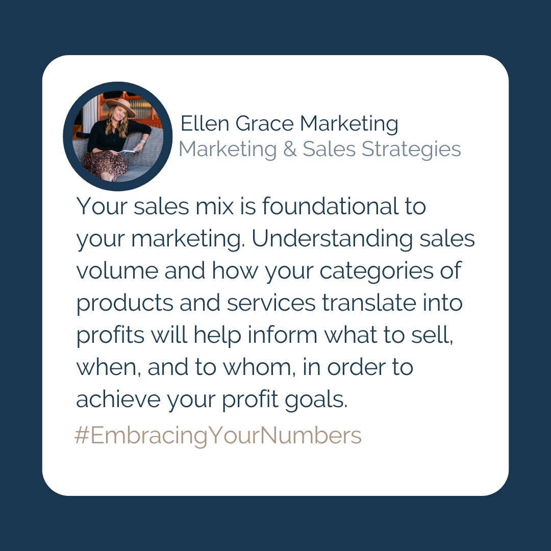 LyndsMarketing's tweet image. Your sales mix is foundational to your marketing.

For questions to ask yourself and ideas around improving your sales mix (and profits), check out: ellengracemarketing.com/blog/improving…

#salesmix #profitdriven