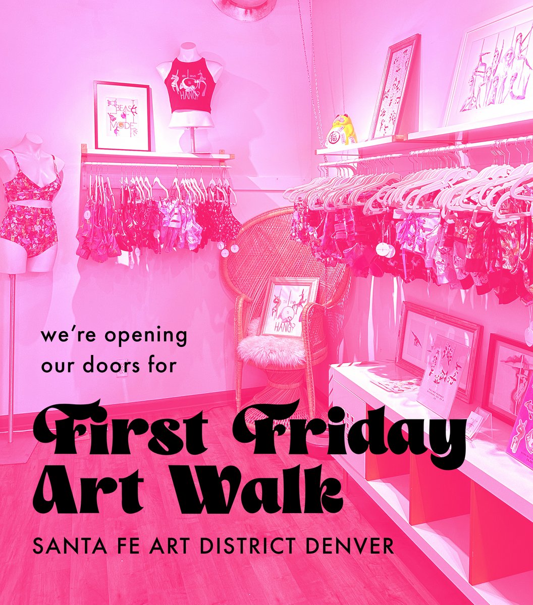 pushandpole's tweet photo. come see us IRL tomorrow Aug 4th 💕 we're opening our doors from 5:30-8:30(ish) for First Friday Art Walk in the Santa Fe Art District in Denver. it's the perfect time to try on some stuff and do a little shopping! we will be having storewide discounts, a prize wheel, sale bins, https://t.co/Fop1DqXG0t