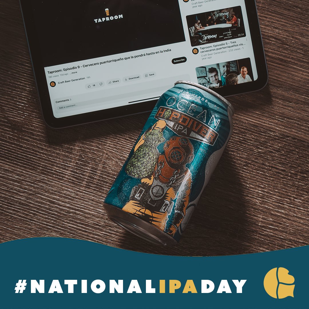 CraftBeerGen's tweet photo. Hoy celebramos uno de los estilos de cerveza más populares en los Estados Unidos, la India Pale Ale. Date una IPA local o importada para que celebres #NationalIPADay y desde ya el comienzo del wikén. #CraftBeerGeneration https://t.co/xoZwybVVya