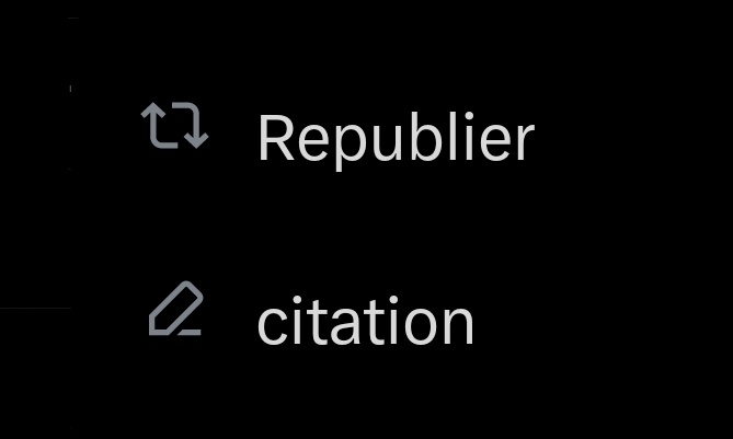 LeoTechMaker's tweet photo. Déjà le fait que le terme "Retweeter" ait disparu, c'est un problème. Mais soit.

MAIS LE FAIT QUE Y AIT PAS DE MAJUSCULE À CITATION ALORS QU'IL Y EN A UNE A REPUBLIER ÇA JE PEUX PAS https://t.co/aLYH8oVNKA