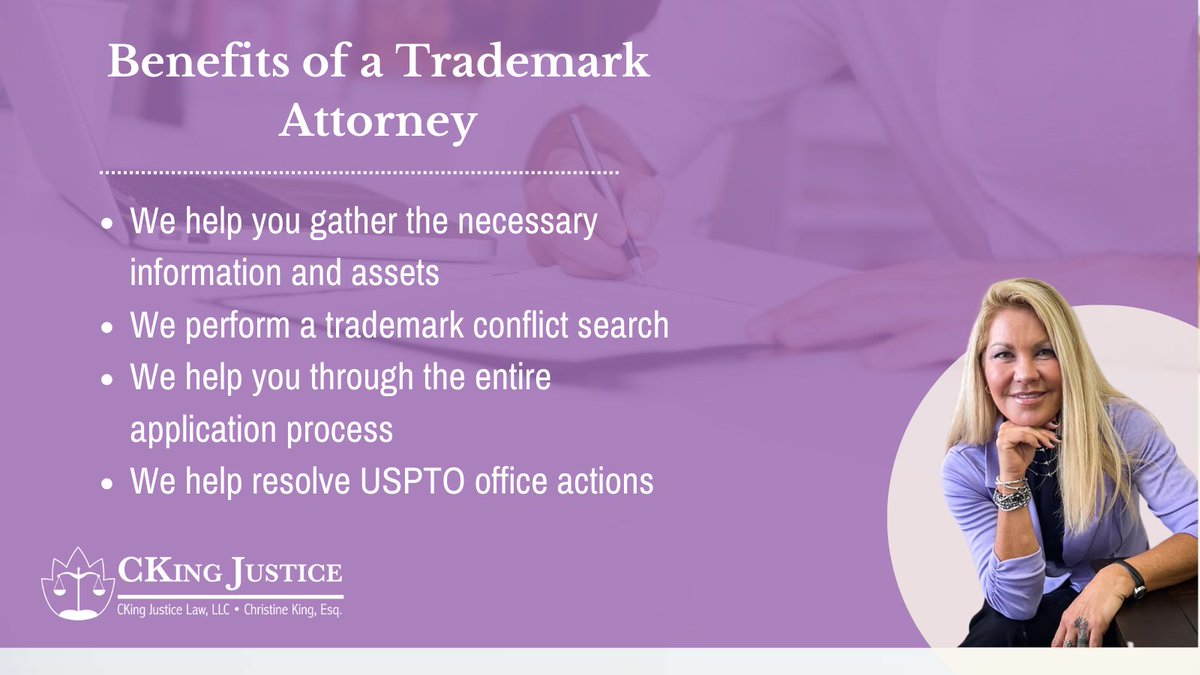 ckingjustice's tweet photo. A #trademark gives your #business sole ownership of your name, logo, and other assets. An #attorney can help make sure the process of applying for a trademark goes smoothly. https://t.co/BkwGJgkIdT https://t.co/afJ7GDBOqp