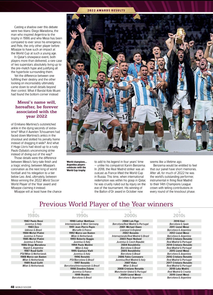 AlbicelesteTalk's tweet photo. OFFICIAL: Lionel Messi is the World Soccer Player of the Year 2022. 🏆🇦🇷 https://t.co/RGFFbvotGk