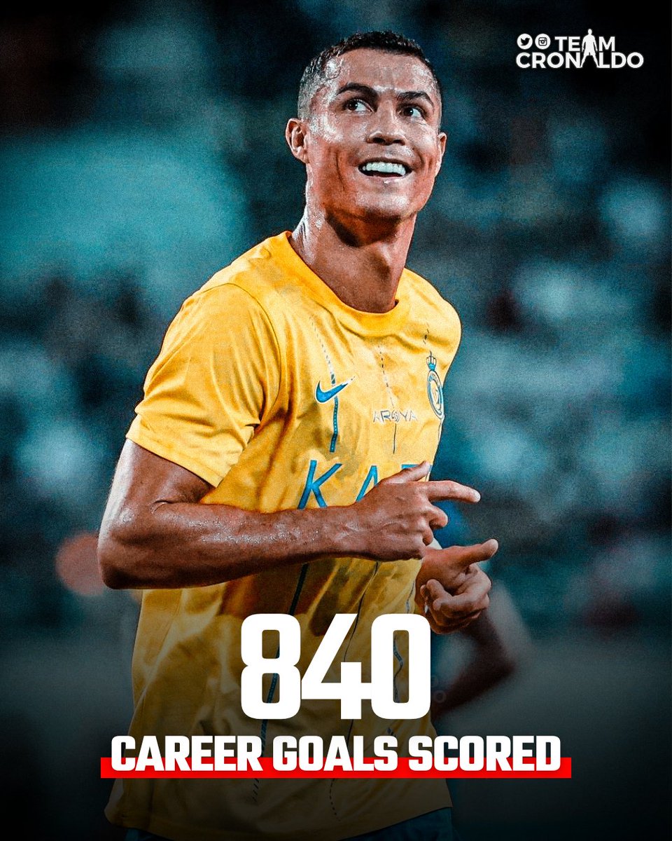 🚨🐐 Cristiano Ronaldo has now scored 840 career goals.