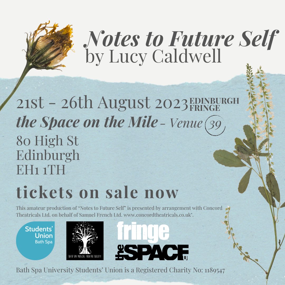 @GuildfordFringe @edfringe hi there!! we’re performing ‘Notes to Future Self’ by Lucy Caldwell at theSpace on the Mile from the 21st to 26th! We’d love to see you there. Following Sophie’s cancer diagnosis, her family tries to navigate the world around them. tickets here: tickets.edfringe.com/whats-on/notes… 🪴