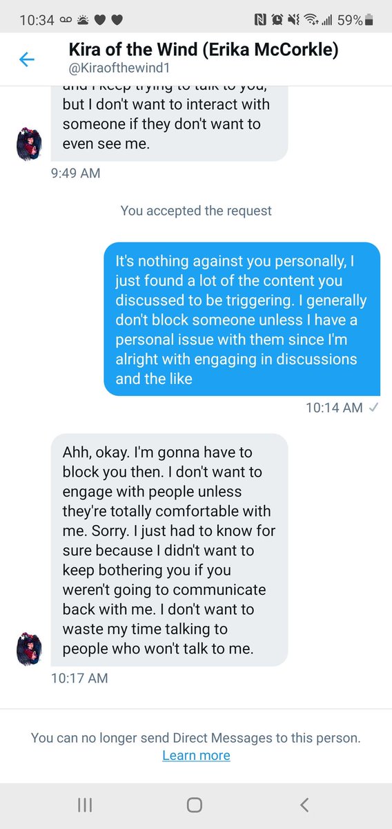 1mpavidus's tweet image. I've stayed quiet about this for years, but as I've recently learned I'm not the only person this has happened to: @/Kiraofthewind1/Erika McCorkle badmouthed me for quietly softblocking her. I lost mutuals over this and have not felt safe in the community since. More in thread: