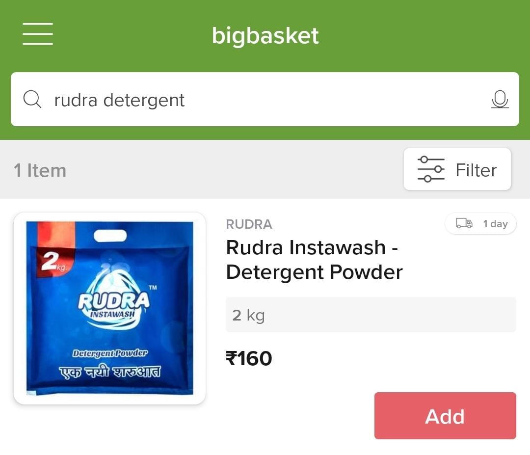 We are available On BigBasket for Ahmedabad/Gandhinagar City.

#RudraDetergent #DetergentPowder #BigBasket #QualityProduct