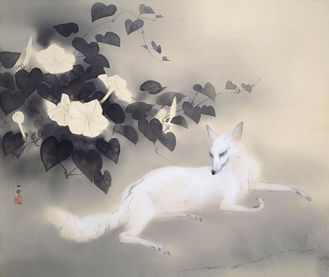 橋本関雪 (夏夕) 水墨画 妖艶な魅力の白狐 複製画 美術ファン@世界の名画 on X:
