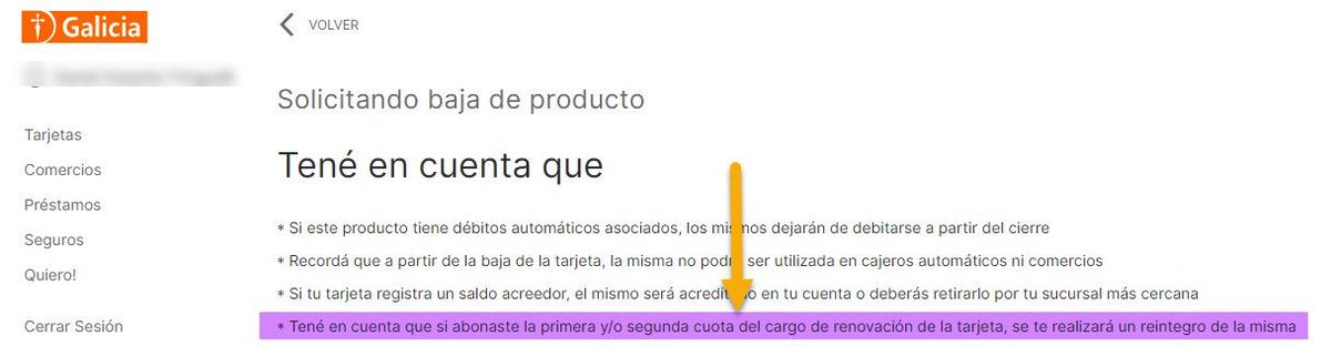 fringuelli's tweet photo. @BancoGalicia di de baja la tarjeta de credito, su portal indicaba que la primer y segunda cuota de RENOVACION sería devuelta. No solo no me devolvieron nada, si no que ademas luego ingreso 3er cuota de todas formas. ¿Como se resuelve? Por wapp no resuelven y el 0800 no funciona. https://t.co/ty0lrhFpSk