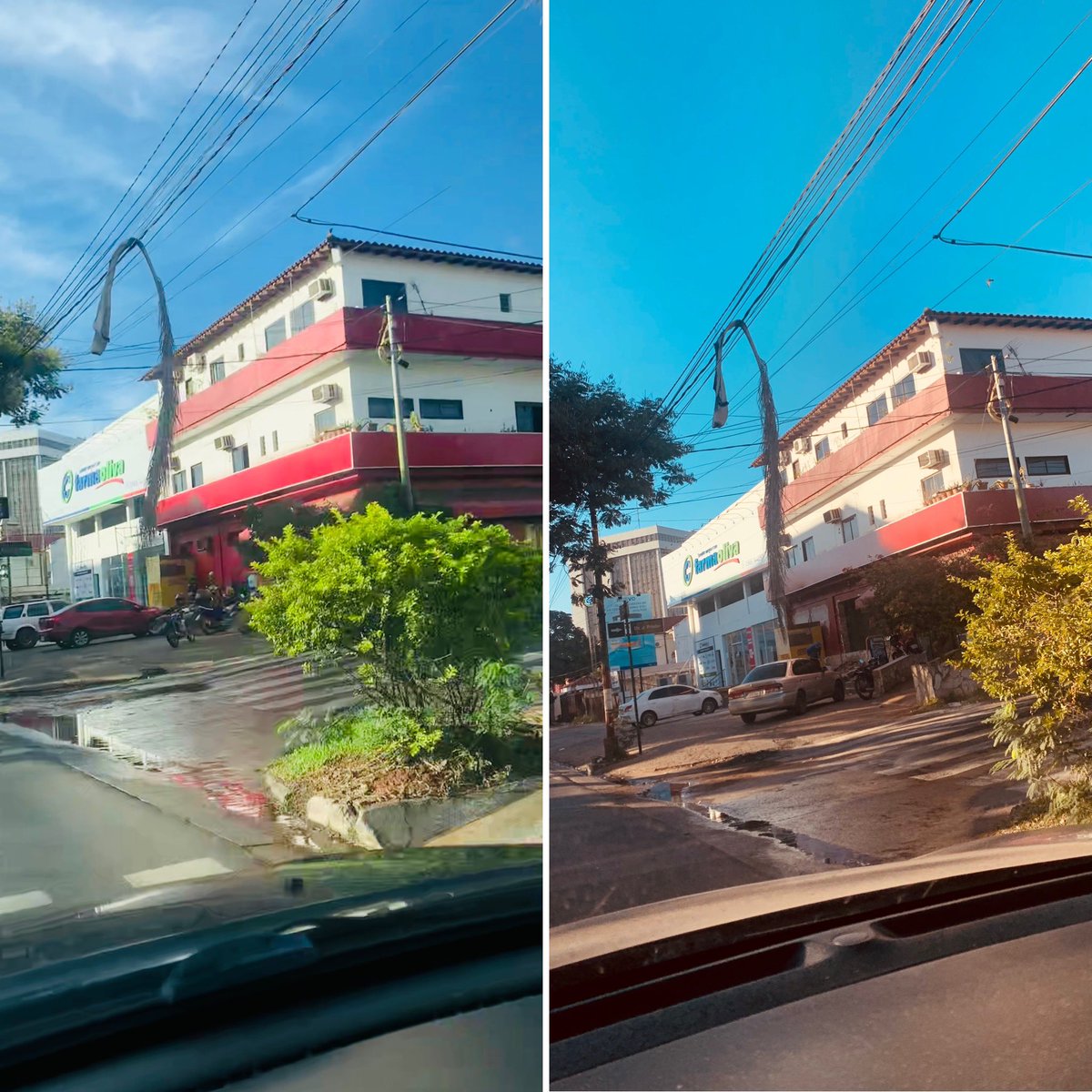 marcealborno's tweet photo. Foto izq 9/5/23
Foto der 3/8/23
A 200 metros de la municipalidad de Asunción.
Cuando tomé la primera, esa hoja ya estaba colgada por meses y sigue.
Quien se hace cargo de estas cosas? Un ciudadano a pie arriesgándose a ser electrocutado? O los servicios municipales?
@AsuncionMuni https://t.co/PiilYbccOh