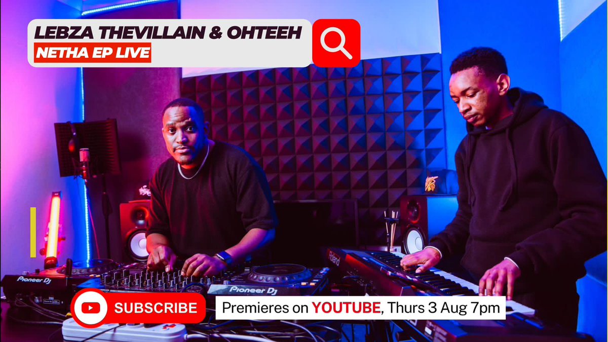 Nthabeemaringa's tweet photo. My commies have you heard?
NETHA’ LIVE @youtube thurs, 3 Aug 7PM Stay tuned for a live set by @LebzaTheVillain & @ohteeh on keys #Netha #LebzaTheVillain https://t.co/4Acxl37Il6