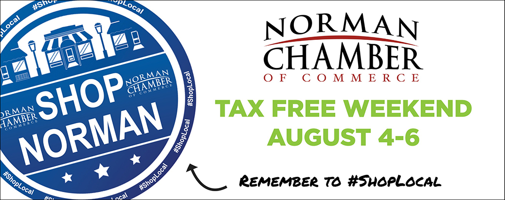 NORMANCHAMBER's tweet image. Time to put Back to School shopping into full gear! Tax Free Weekend starts tomorrow! Remember to #ShopLocal #ShopNorman