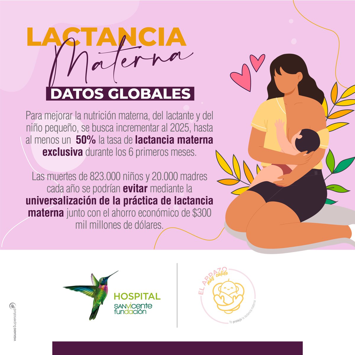 sanvicentefund's tweet photo. La mejora del desarrollo infantil y la reducción de los costos sanitarios gracias a la #LactanciaMaterna generan beneficios económicos para las familias y también para los países. #Lactatón #SanVicenteFundación https://t.co/SRQR3CmZTz