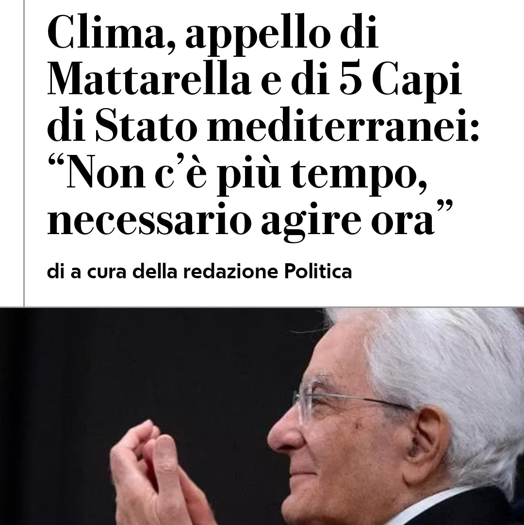 Questa cosa è enorme, e dovrebbero parlarne tutti: un appello di #Mattarella e dei capi di Stato di Croazia, Grecia, Portogallo, Malta e Slovenia ai governi dei loro paesi e di tutto il mondo per fermare l'#emergenzaclimatica.