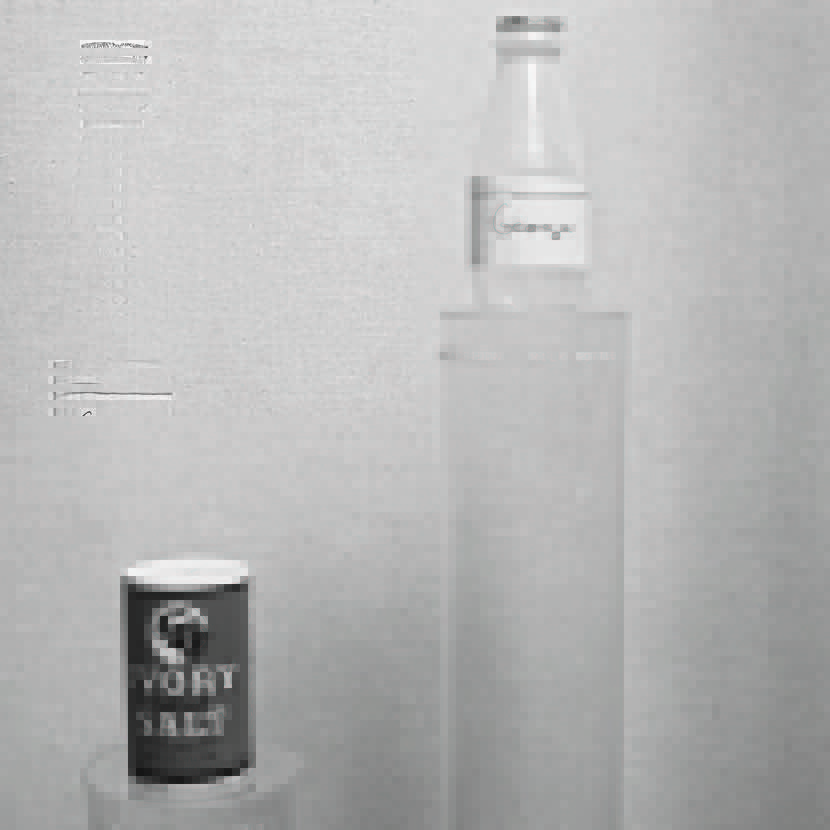 Yoko Ono - Water Event, 1971, installation view. Featuring collaborative artworks from Jon Hendricks - Salt; George Harrison - Milk Bottle; This Is Not Here exhibition, Everson Museum of Art, Syracuse, New York, 9 – 27 Oct 1971.