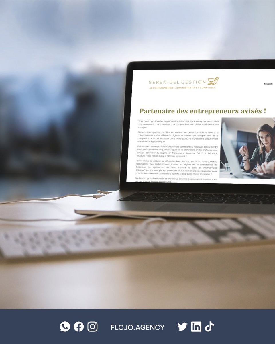 Studjoow's tweet photo. Sérénidel, partenaire des entrepreneurs avisés ! Pour nous, appréhender la gestion administrative d’une entreprise ne consiste pas seulement à comptabiliser son chiffre d’affaires et ses charges.
Nous lui avons réalisé le site web, en partant d'un bref précis par le client. https://t.co/Uj62Eej6Uz