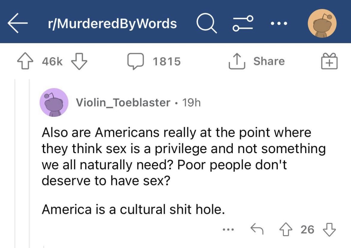 reddit_lies's tweet photo. European Redditor critiques Americans https://t.co/QPBb2lBEl8