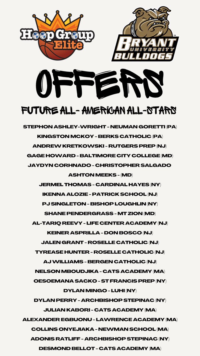365 Recruits (@365_recruits) on Twitter photo 🏀 <a href="/BryantHoops/">Bryant Men's Basketball</a> has offered every class of 2026 / 2027 all star at <a href="/TheHoopGroup/">Hoop Group</a> Future All-American game.
The best underclassmen camp in the country year in and year out.
Already looking forward to next years camp! 🏀 <a href="/BryantHoops/">Bryant Men's Basketball</a> has offered every class of 2026 / 2027 all star at <a href="/TheHoopGroup/">Hoop Group</a> Future All-American game.
The best underclassmen camp in the country year in and year out.
Already looking forward to next years camp!