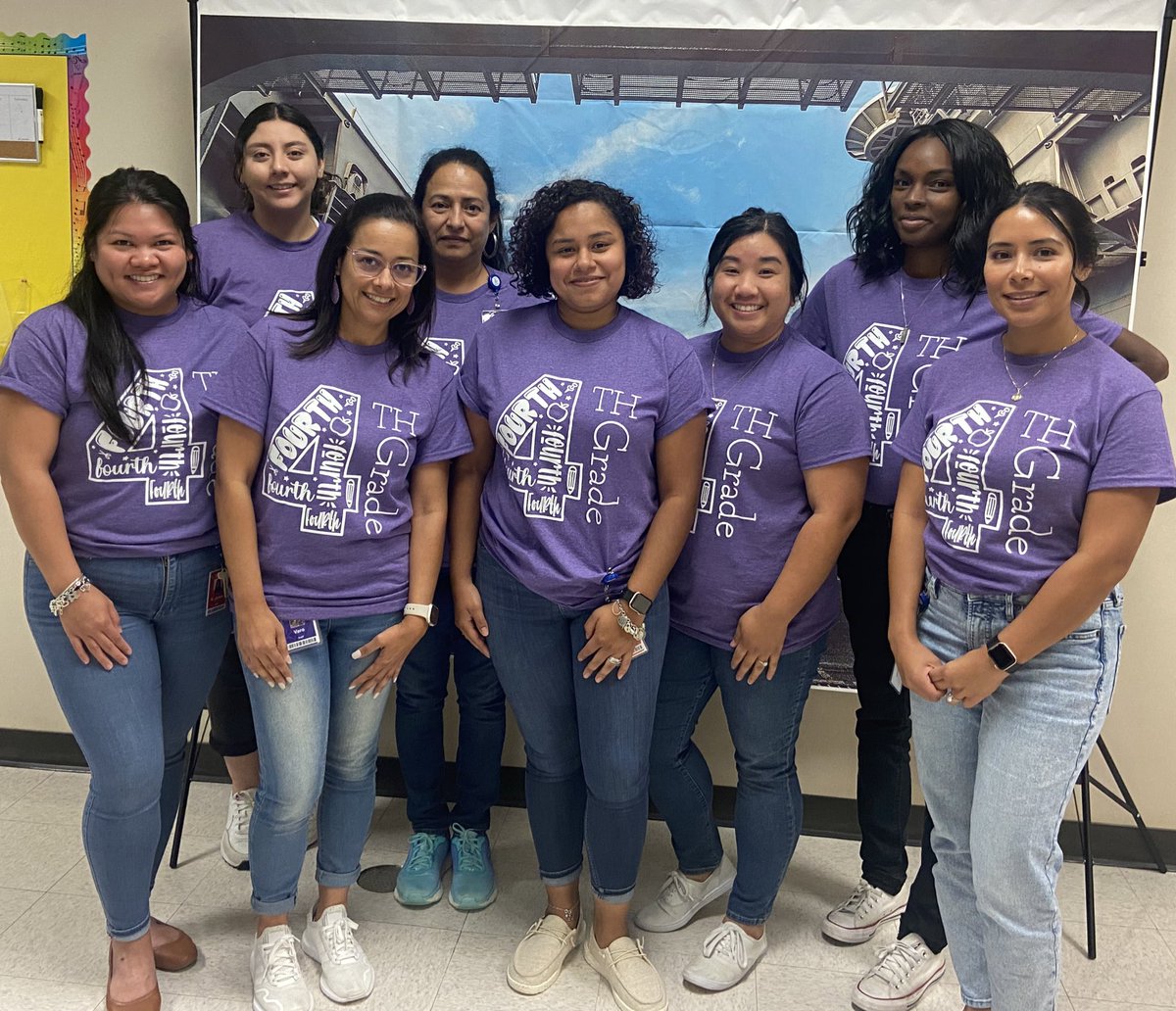 Fourth grade is popping with the purple !!!  <a href="/Martin_Mustangs/">Martin Elementary</a> <a href="/heatherturner70/">Heather Turner</a> <a href="/MsSandles/">Ms.Sandles</a> <a href="/MariehelV/">Mariehel Vega</a> <a href="/TleKathy/">Kathy Jones</a> <a href="/lobravo1/">Mrs. Bravo-Bouchan</a> <a href="/mrs_varo/">Mrs. Varo</a> Ms. Sanchez, Ms. Garcia, Ms. Jackson and Ms. Nguyen!