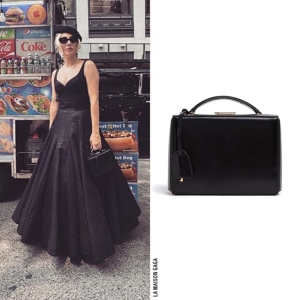 LaMaisonGaga_'s tweet image. Lady Gaga celebrates @itstonybennett's birthday in NYC wearing NYC designer @CSiriano Spring/Summer 2018 dress, #GigiBurris "Laura" halo hat, @Illesteva "Pamela" sunglasses and her #MarkCross "Grace" box bag!