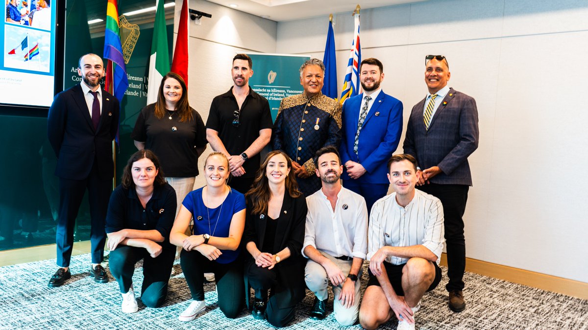 IrlinVancouver's tweet photo. Thanks to everyone who came along to our Pride Reception last week!

Special thanks @vanqueerirish, our cohosts, and our guest speaker Niis Miou. 

Looking forward to seeing you all at the Vancouver Pride Parade on Sunday 🏳️‍🌈🏳️‍⚧️ https://t.co/UY0EIgRLLP