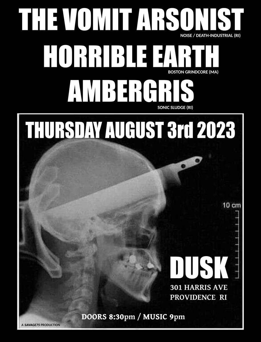 TONIGHT! 8/3/2023 The earth will tremble underneath Dusk!!! 8:30 doors / 9pm music.  
#ambergrisband #horribleearth #thevomitarsonist #doommetal #grindcore #powerviolence #industrialnoise #stonermetal #doomrock #heavymetal #stonersludge #deathindustrial #postmetal