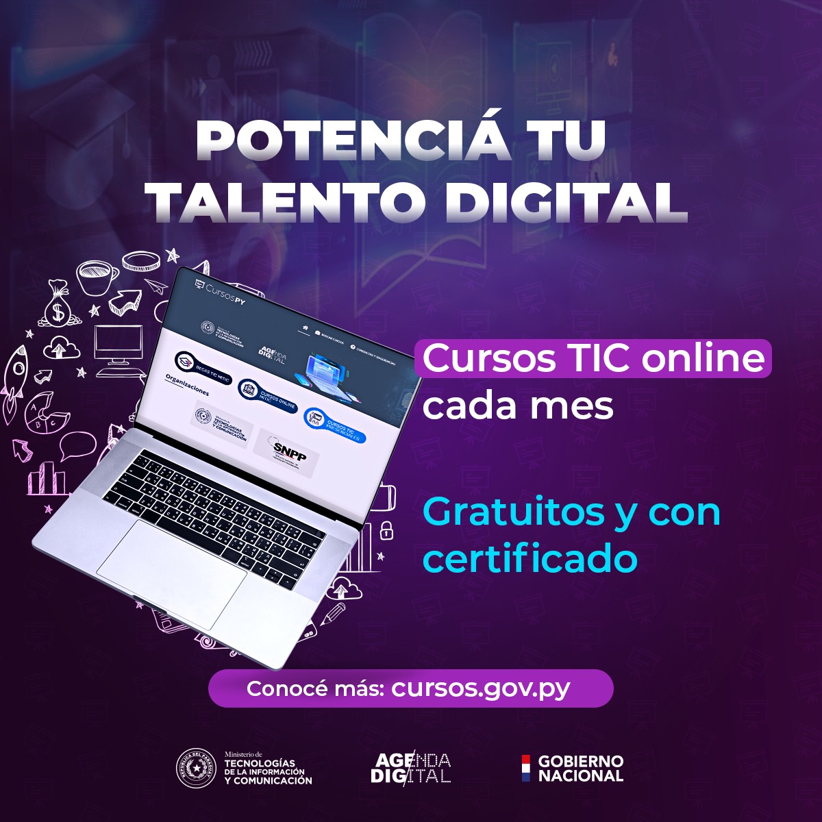 Sabias que con cursos.gov.py ya no necesitás pagar por aprender en linea. Tenes  e-comerce, mktg digital, manejo de redes sociales y otros varios vitales en un mundo donde todo transcurre sobre internet.