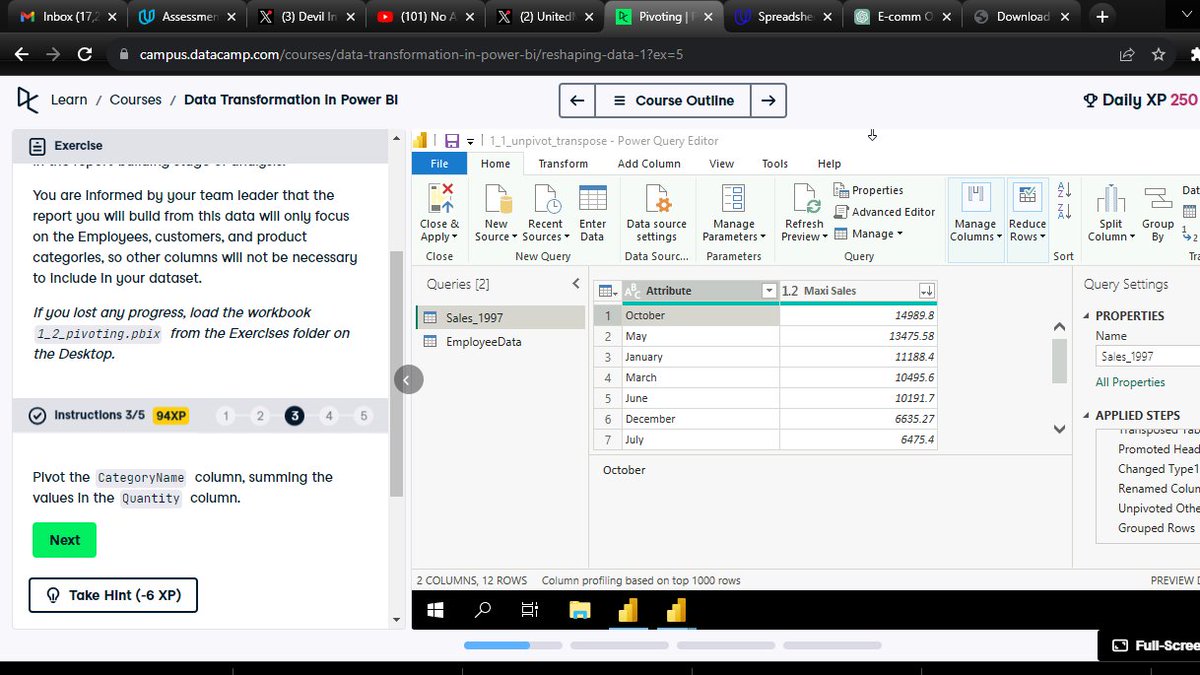 Toby_Davids's tweet photo. #Day3
I completed the Data Transformation chapter, where I learned how to manipulate the Northwind sales data with the Transpose function, Pivot & Un-Pivot, and Group By" ..Trust me, If you enjoyed Excel and SQL, this will become a walkover for you.
#30daysofPowerBI https://t.co/nPZAXN7LzJ