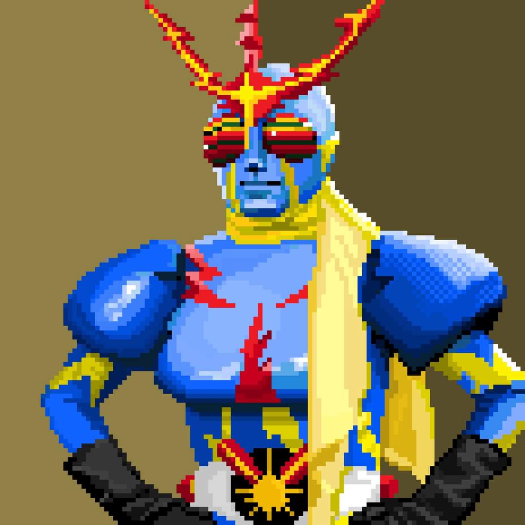 KzBuU9QF3mLjbw3's tweet photo. 昔は超カッコイイと思ってたけど、今見るとかなり奇抜なデザイン…。
#pixelart #pixelgraphics #portrait #ドット絵 #似顔絵 #ドット似顔絵 #ヨシミツ #イナズマン #特撮 #東映 #石森章太郎 #渡五郎 #サナギマン #伴直弥 #ライジンゴー #チェスト #変身ヒーロー #ドット似顔絵師 #inazuman #イラスト https://t.co/5XU2UqaWxP