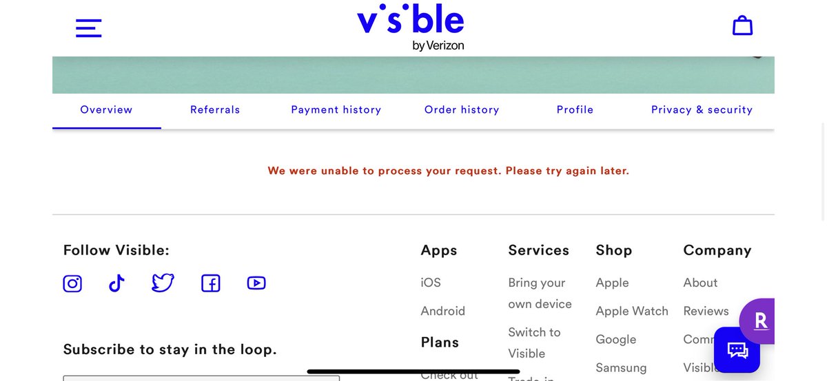 Praks89's tweet photo. @Visible How long before I can actually see my account overview page after signing up for a visible service? 2 days old customer and I’ve been seeing this. And the app has been stuck on the visible logo. https://t.co/OytJPTGPBb