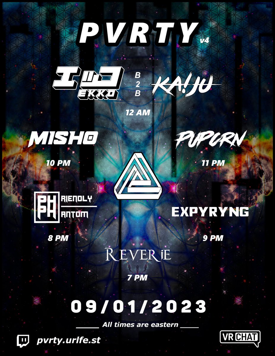 The_PVRTY's tweet photo. .official announcement 

09/01/2023 @ 7PM ET 
Hosted at @NoxInfiniti 

https://t.co/AMn5mlvFla

It's time for our 4th official event with some new faces. Get ready for a wild time😈

@Larkawuffin
@PhrndlyPhntm 
@expyryng 
@M1SH0_ 
@PUPCRN 
@ekkofox b2b @RazrSkarr https://t.co/FvYJYCFdoo