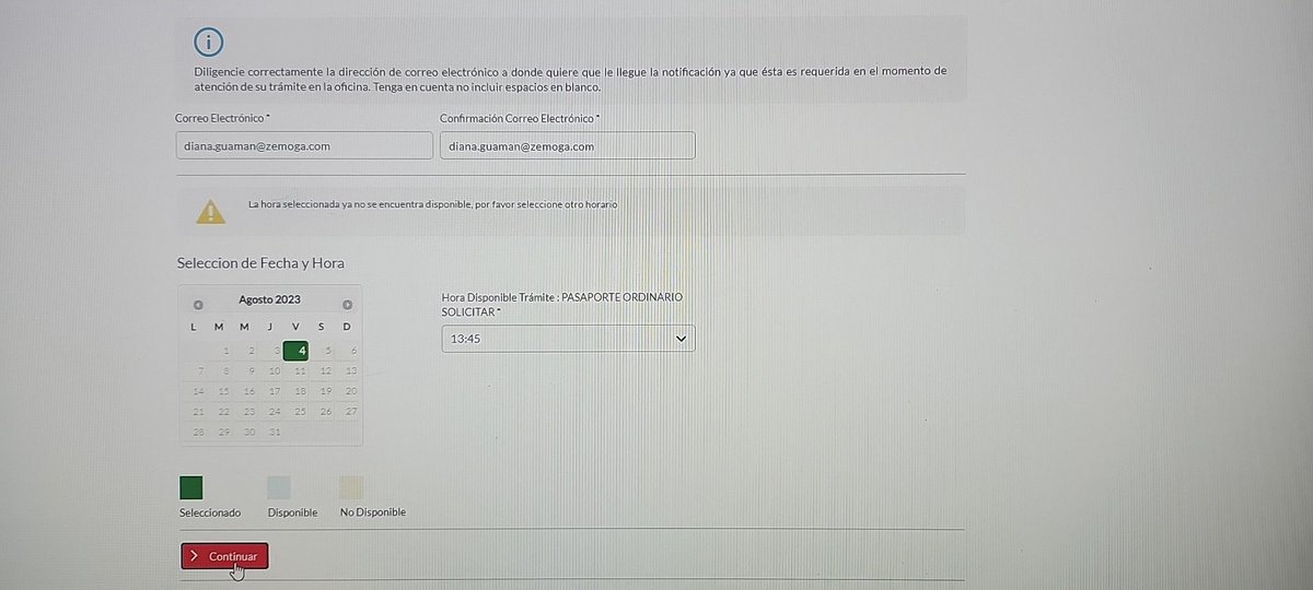 dguaman82's tweet photo. @CancilleriaCol una semana llevo todos los días conectándome para solicitar la cita de pasaporte y con ustedes es imposible! Se cae la página, que disque mal el correo, que disque busque otra hora, en 3 computadores y navegadores diferentes. Con razón la gente paga https://t.co/wg2KamNiac