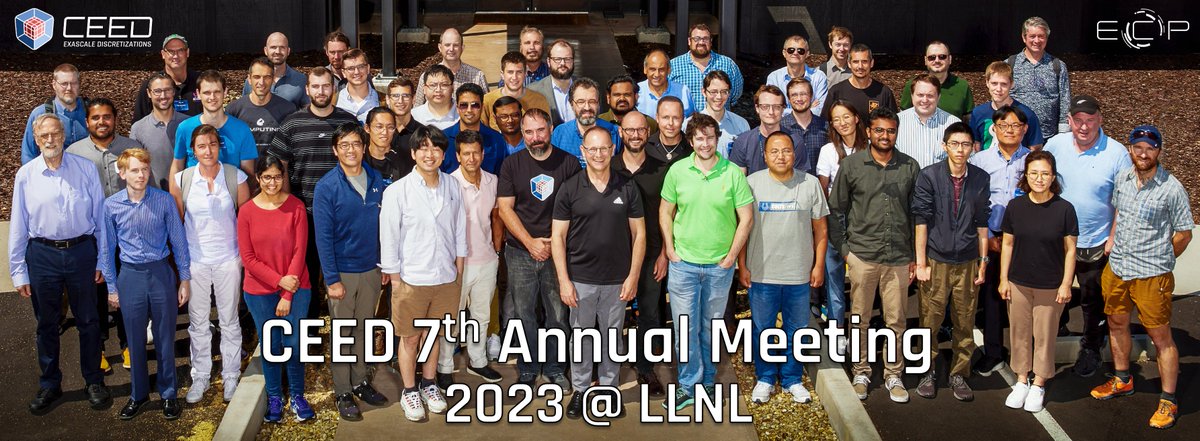 TzanioKolev's tweet image. Thank you to all participants for the fun and stimulating  CEED annual meeting this week @Livermore_Lab.

Looking forward to continue working together to push high-order finite element methods and applications to the next level! 

#HPC #exascale @exascaleproject