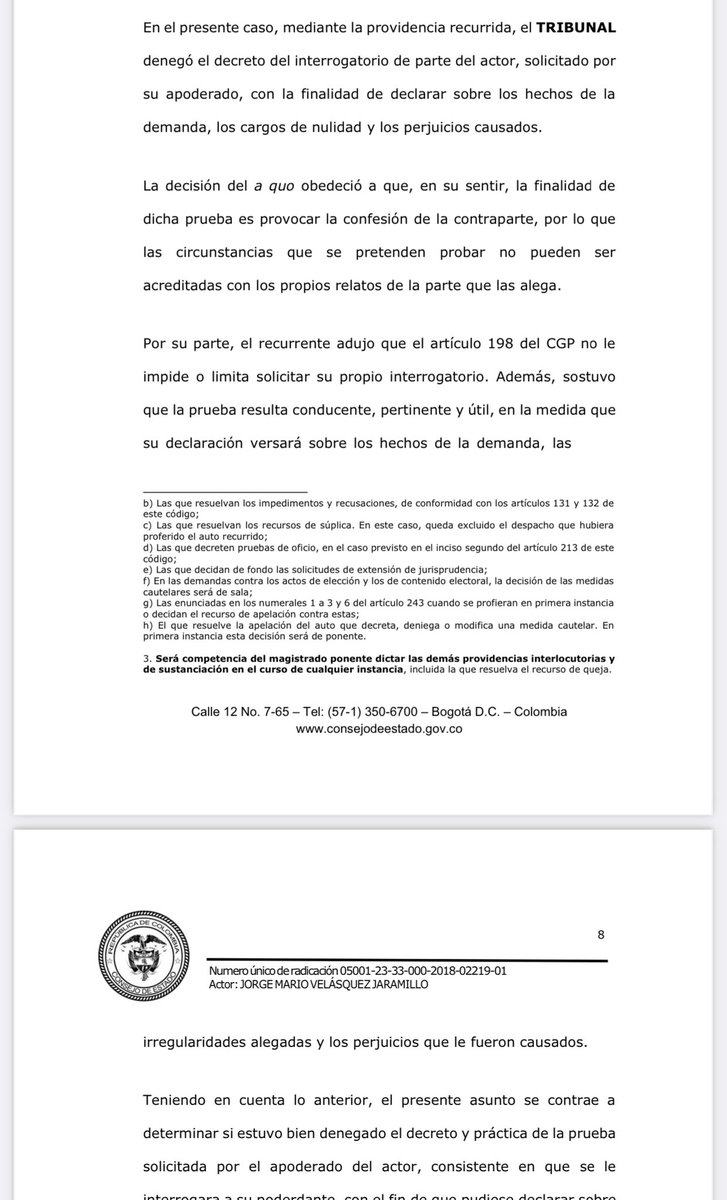 jairoparrac's tweet image. INTERROGATORIO DE LA PROPIA PARTE. C.E —⬇️⬇️—