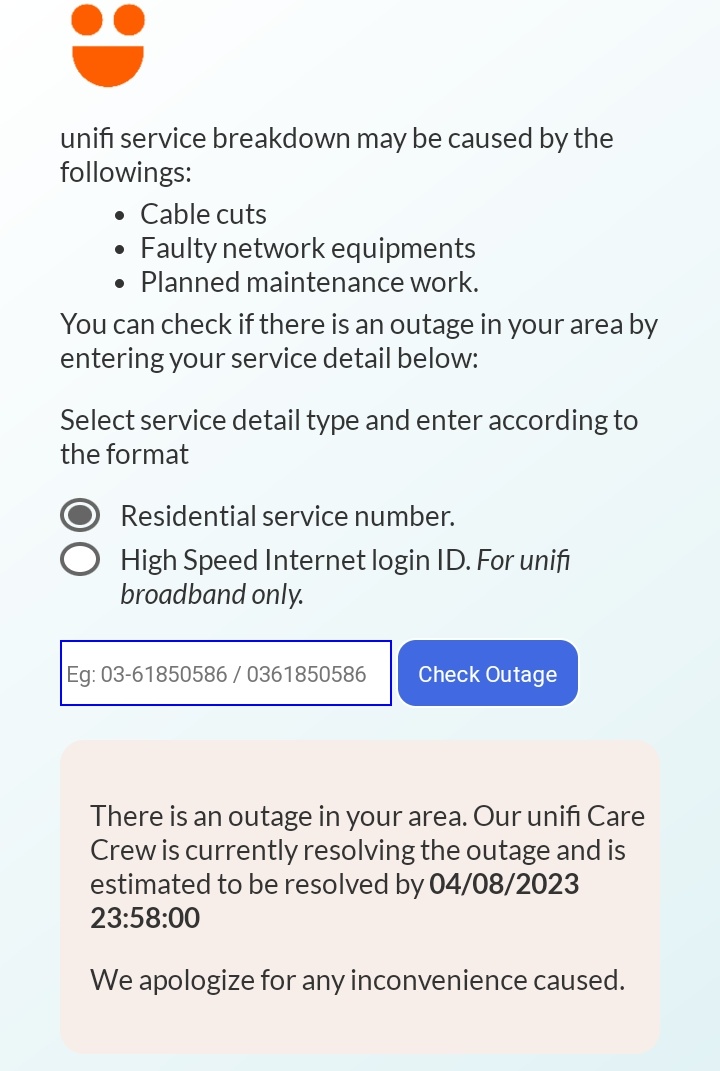 xroseeee's tweet photo. Hello @helpmeunifi @unifi Bila mau ok ni? Outage since 1hb mcm tiada solution 😑 #tmunifi https://t.co/5WUHO4XO4V