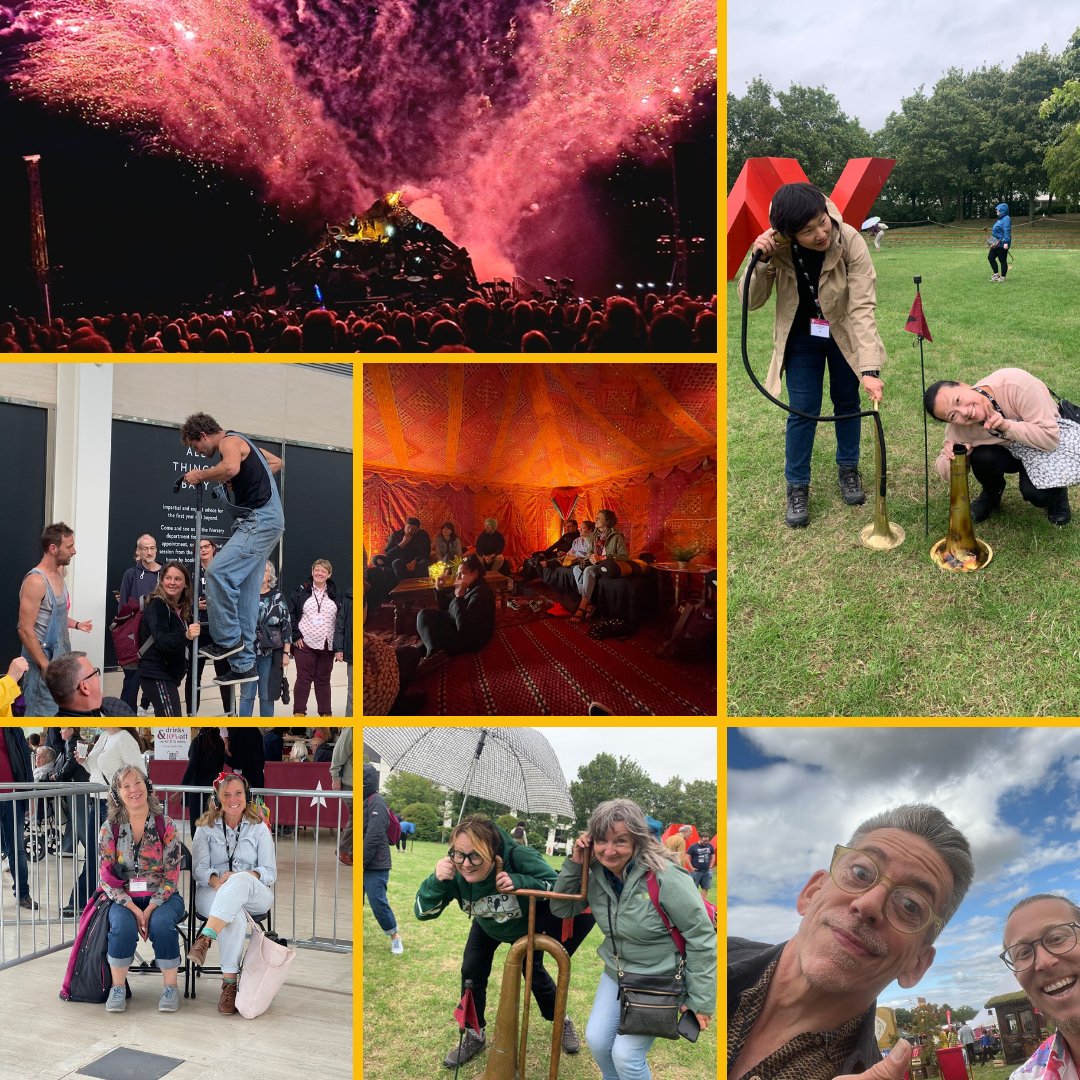 We took TWO cohorts to @IFMKfest for #FestivalFocus this year! First we took #OutdoorArts professionals to see the festival's opening weekend 🌋🥳 @nationaltrust @WKCDA @signdanceco @circusful @calevroyianni @FullHouseTheaCo @dedaderby @SPILL_Festival, Lucy Heard & Sue Hurrell.