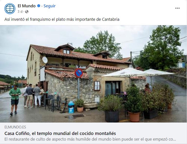 DieguSG's tweet photo. Publica @ElMundoES esta falsedad del madrileño @VdelaSerna sobre el cocido montañés, y nuestro rico patrimonio gastronómico bien merece una respuesta que haga justicia a la Hª de este plato en nuestra comunidad, evitando apropiaciones interesadas sobre su autoría, que es popular. https://t.co/F5kVqzXzP7