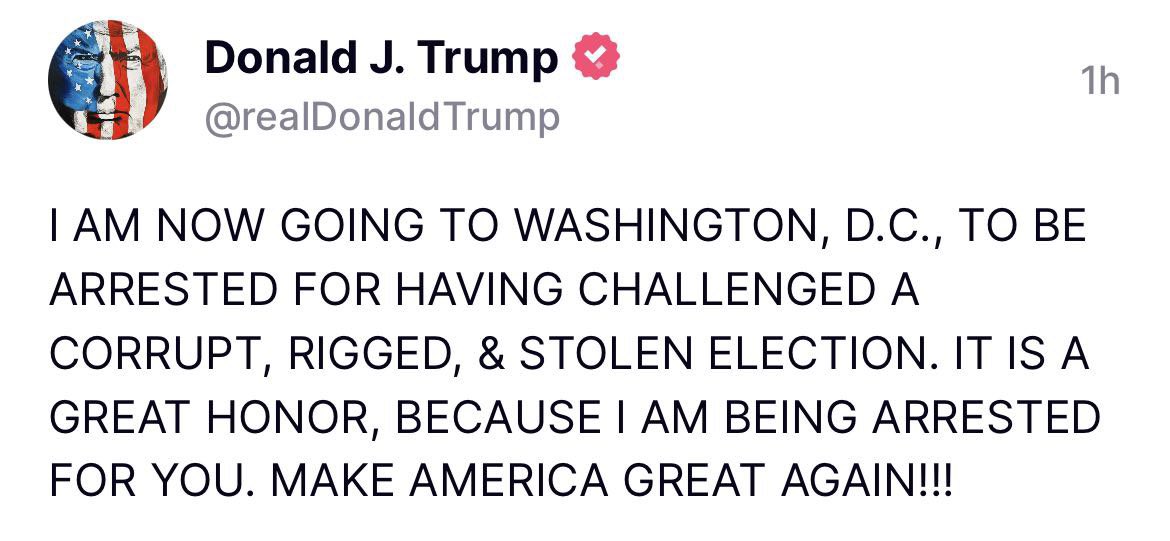 The DOJ is going full COMMUNIST today, arresting Joe Biden’s top political opponent, President Donald Trump. 

This isn’t just an attack on Trump, it’s an attack on every American who stands in the way of a complete Communist Democrat takeover of our country.
