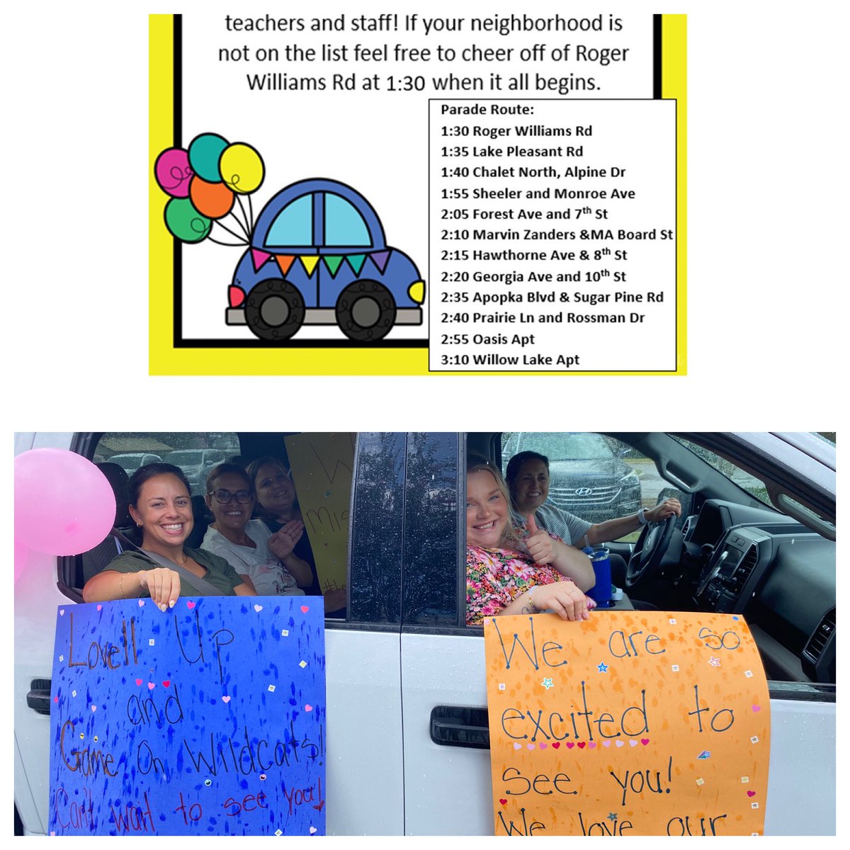 Lovell_Elem's tweet photo. Here they come… Step out and wave as they pass by. #LovellGameOn https://t.co/YoH2WwdEb5