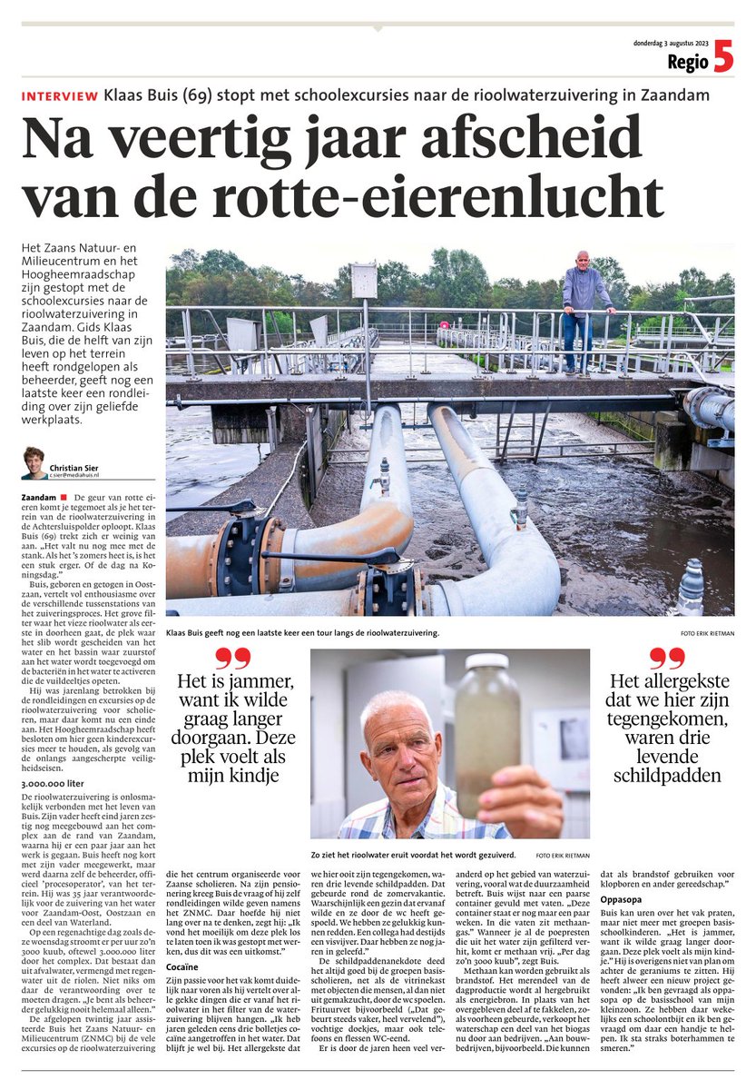 Jammer dat #hhnk hier niet mee door wil gaan. Zulke goede en unieke educatie voor groepen 7 en 8 op de #waterzuivering Veel dank aan Klaas!