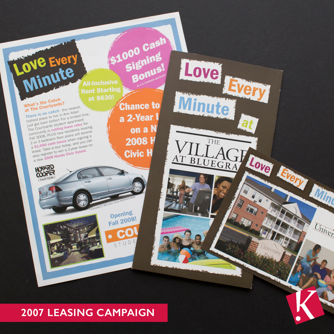 kelleyadv's tweet photo. #ThrowbackThursday to 2007! We created postcards, banners, email blasts, website graphics and did a custom photo shoot for Allen &amp; O’hara’s fall leasing campaign. These designs were customized and used for each of their properties across the country. https://t.co/Zirjgor30w