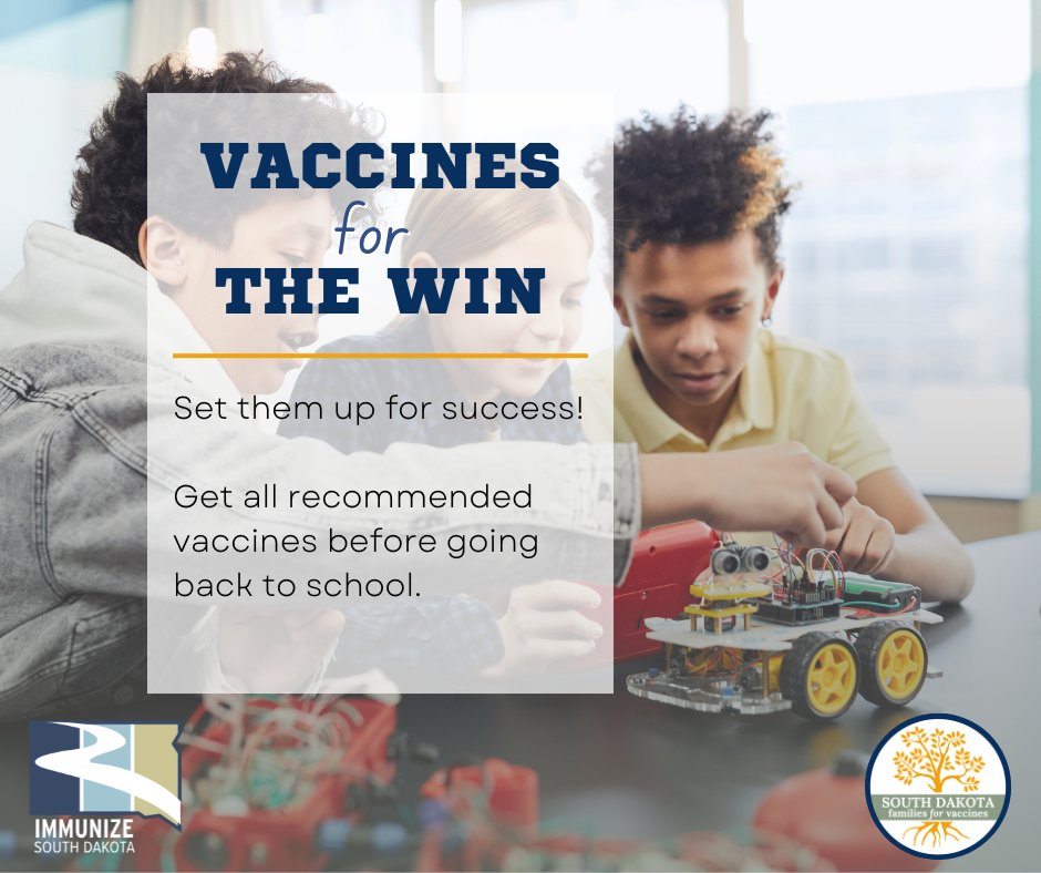 ImmunizeSD's tweet image. Back to school is the perfect time to make sure your children are up-to-date with their immunizations. Find information on the recommended immunizations on our website. immunizesd.org/parents-and-fa…
#NIAM23 #VaxYourFam #Vaccines #WhyIVax