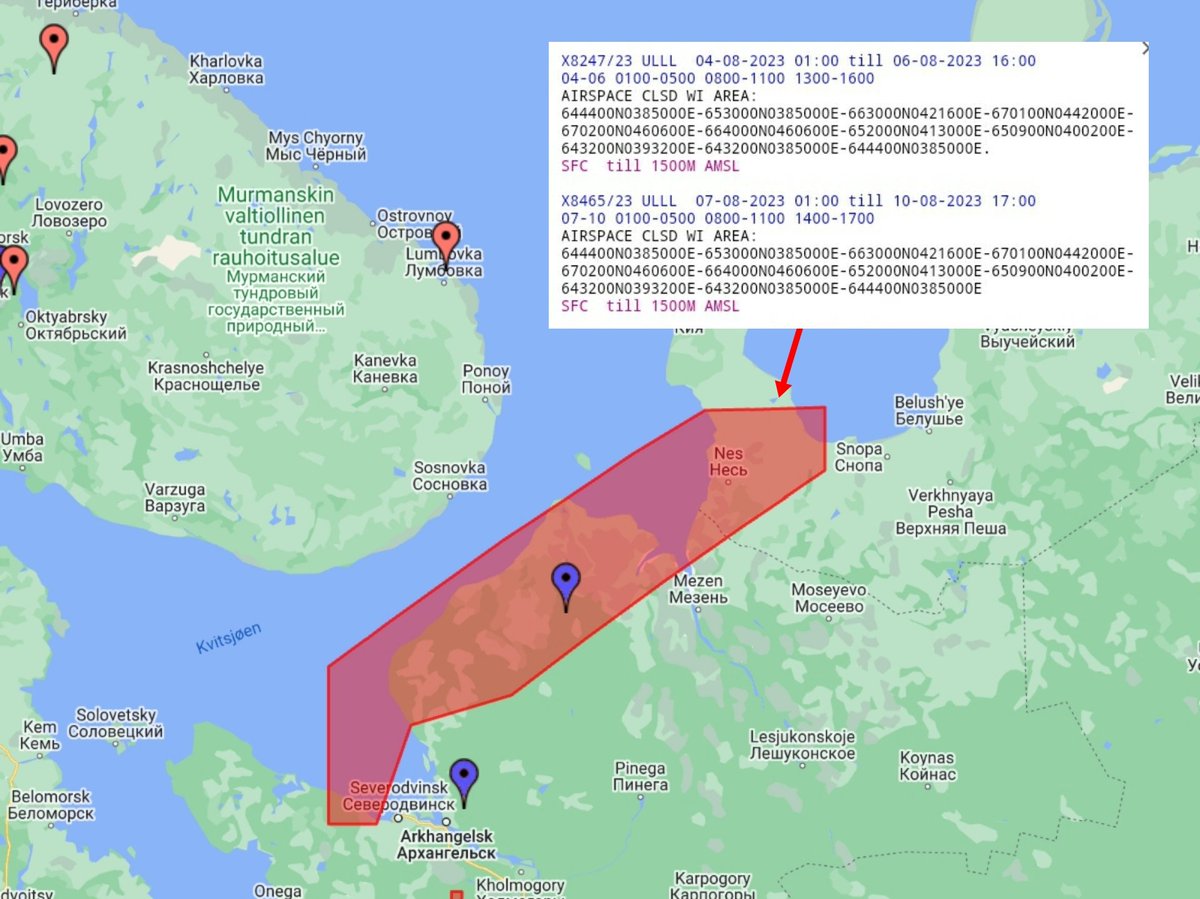 These NOTAMs indicates that the next test firing by the Krasnoyarsk might happen in the near future.